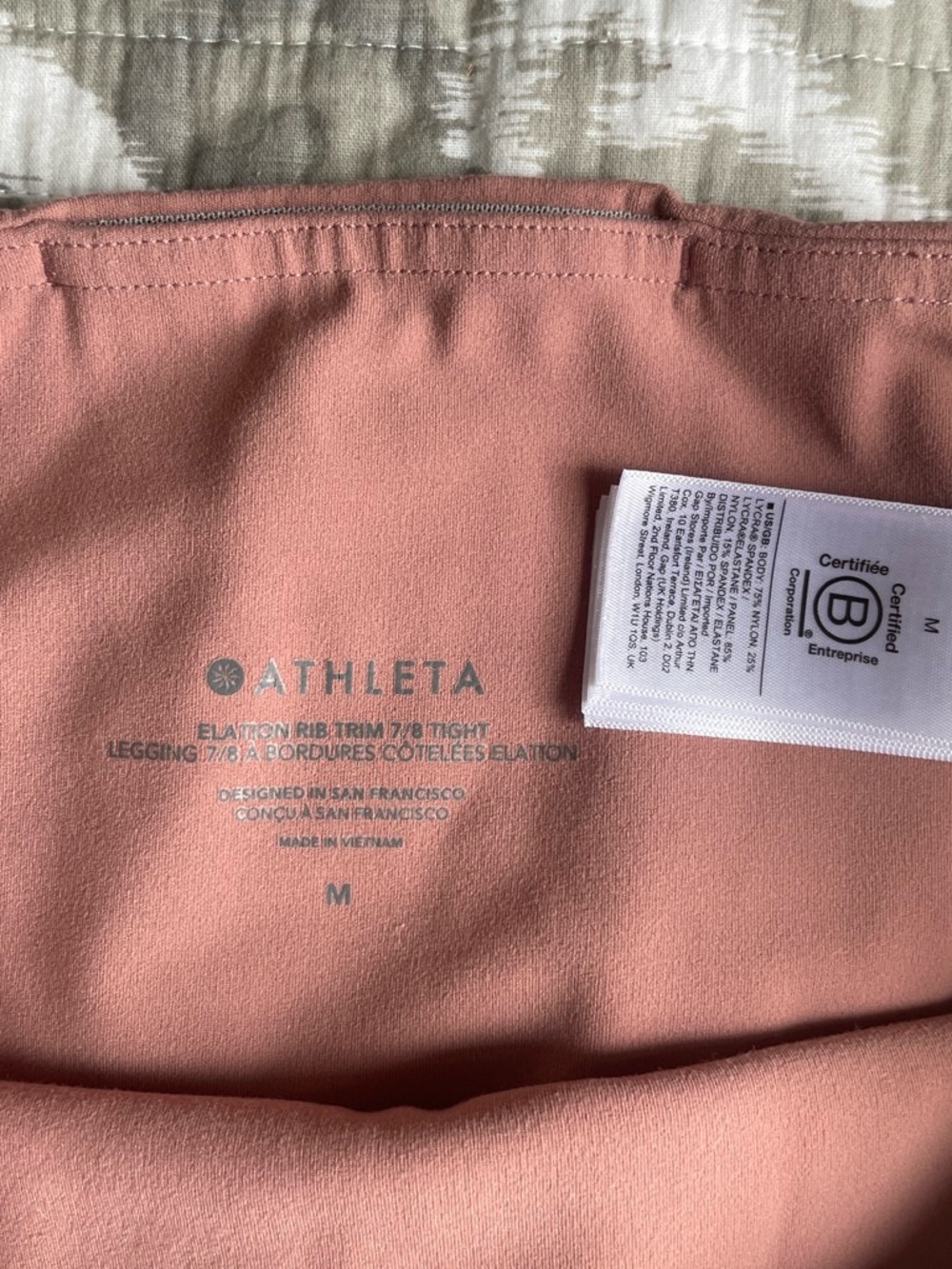 Athleta Elation Rib 7/8 Tight Leggings in Dusty Rose